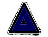 a blue triangle on a black background